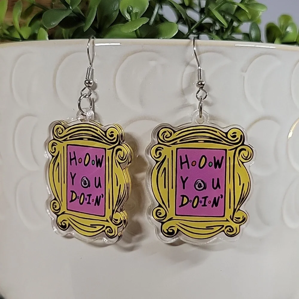 Friends Picture Frame Drop Earrings - Picture 1 of 6